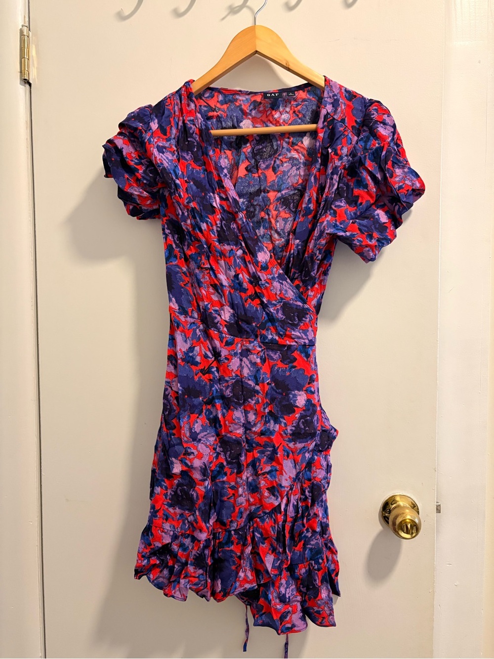 GAP Red & Purple Floral Mini Wrap Dress